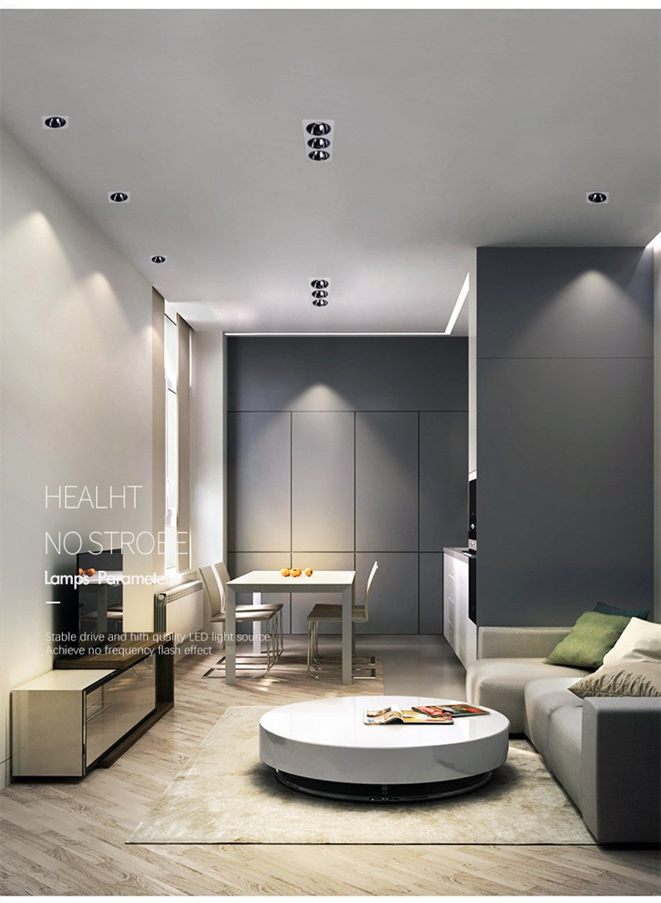 Led Downlight Recessed Dimmable Led Ceiling Light Spot Light Square Anti glare Design 7W 12W 15W For Living Room Bedroom Kitchen