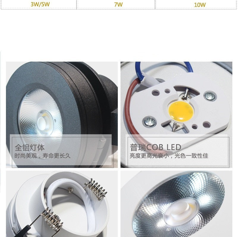 360-degree rotating ultra-thin LED downlight ceiling light wardrobe wine cabinet showcase corridor high CRI LED folding spotlight