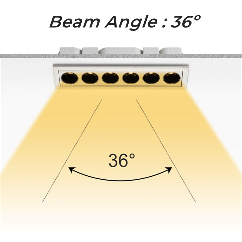 Modern LED Linear Downlights Recessed Anti-Glare Grille Ceiling Lamp AC85-265V Corridor Living Room Indoor Spot Lighting Fixture