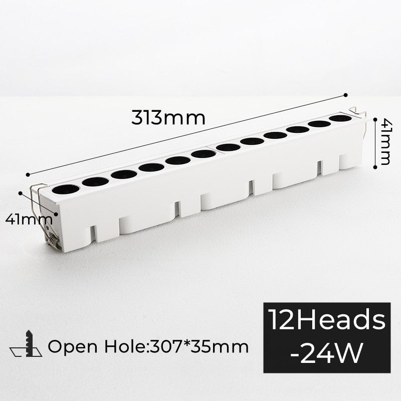 Modern LED Linear Downlights Recessed Anti-Glare Grille Ceiling Lamp AC85-265V Corridor Living Room Indoor Spot Lighting Fixture