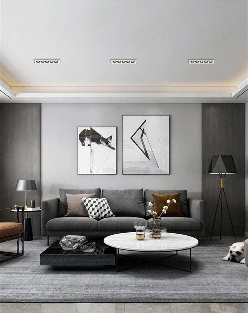 Modern LED Linear Downlights Recessed Anti-Glare Grille Ceiling Lamp AC85-265V Corridor Living Room Indoor Spot Lighting Fixture