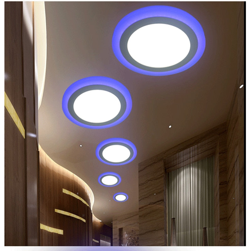 6W 9W 16W 24W led Ceiling Recessed panel Light Painel lamp home decoration round square Led Panel Downlight Blue+White 2 colors