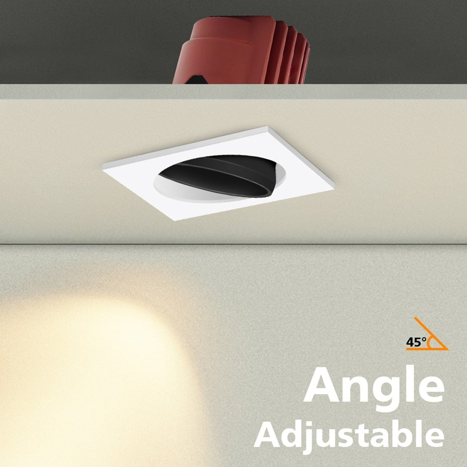 Dimmable Square Led Downlight Ceiling Spot Light 7w 15w 24w COB Ceiling Recessed Downlight AC85-265V Recessed Indoor Lightings
