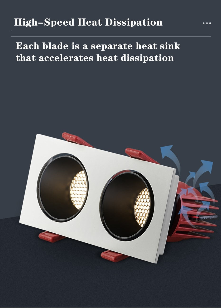 Dimmable Square Led Downlight Ceiling Spot Light 7w 15w 24w COB Ceiling Recessed Downlight AC85-265V Recessed Indoor Lightings