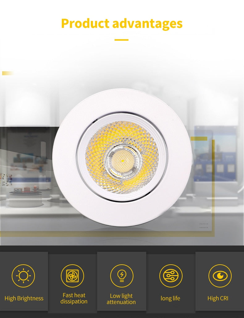 Led Downlight COB Ceiling Spot Light 12W 15W Ceiling Recessed Round Ceiling Lamp AC 220V-240V Indoor Lighting