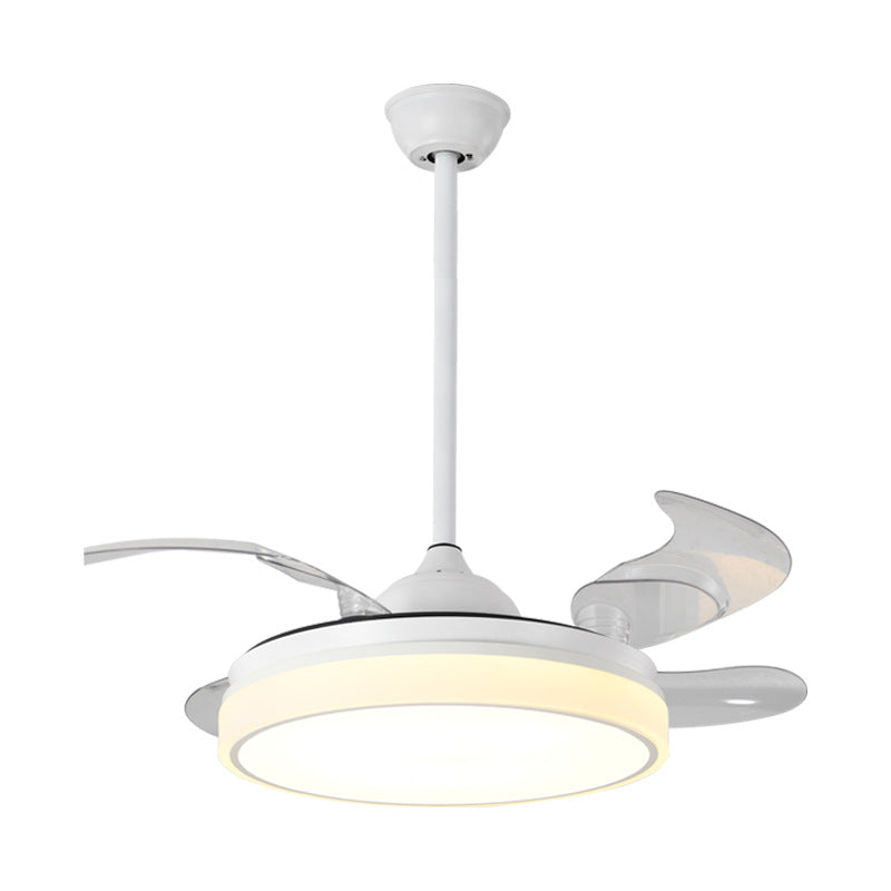 White Modern Simple Nordic Intelligent LED Fan Lamp Bedroom Living Room Invisible Night Light Ceiling Fan Lamps