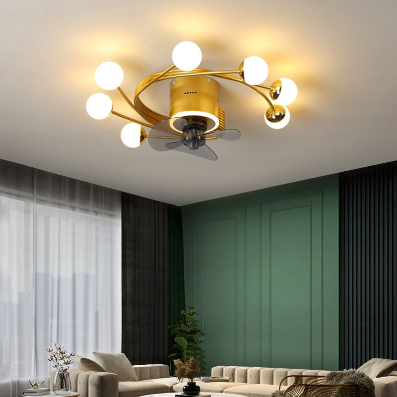 Modern led ceiling fan with lighting application and remote control, dining room, living room, bedroom ceiling lamp