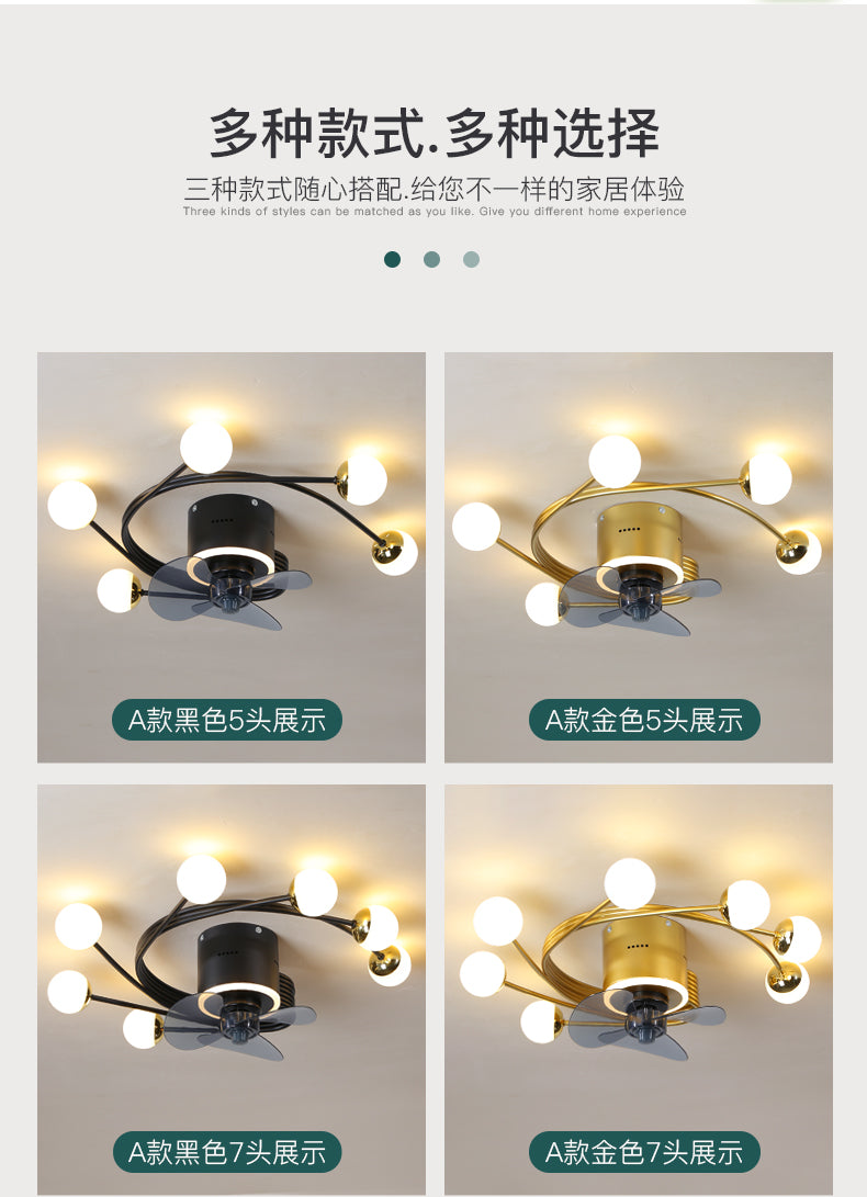 Modern led ceiling fan with lighting application and remote control, dining room, living room, bedroom ceiling lamp