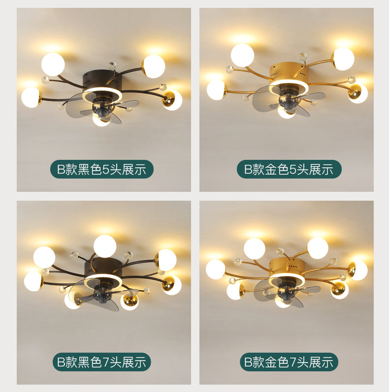 Modern led ceiling fan with lighting application and remote control, dining room, living room, bedroom ceiling lamp