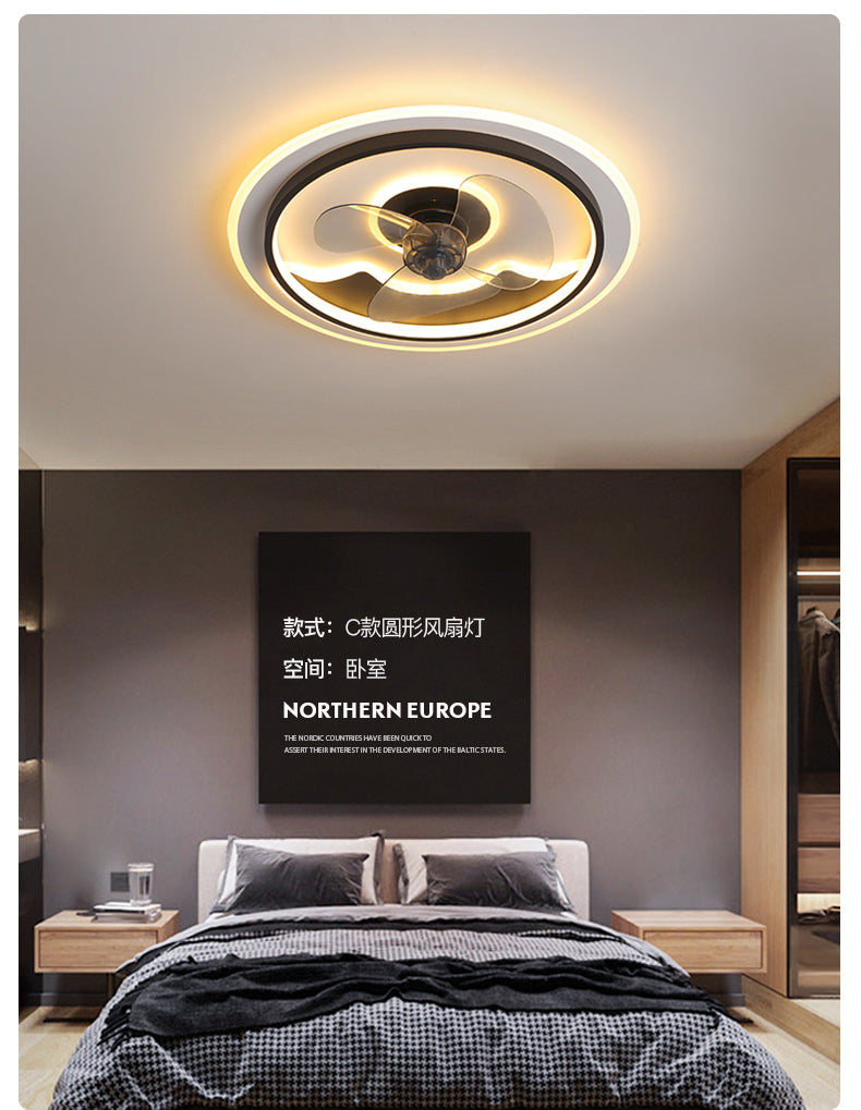 Modern led ceiling fan with lighting application and remote control, dining room, living room, bedroom ceiling lamp