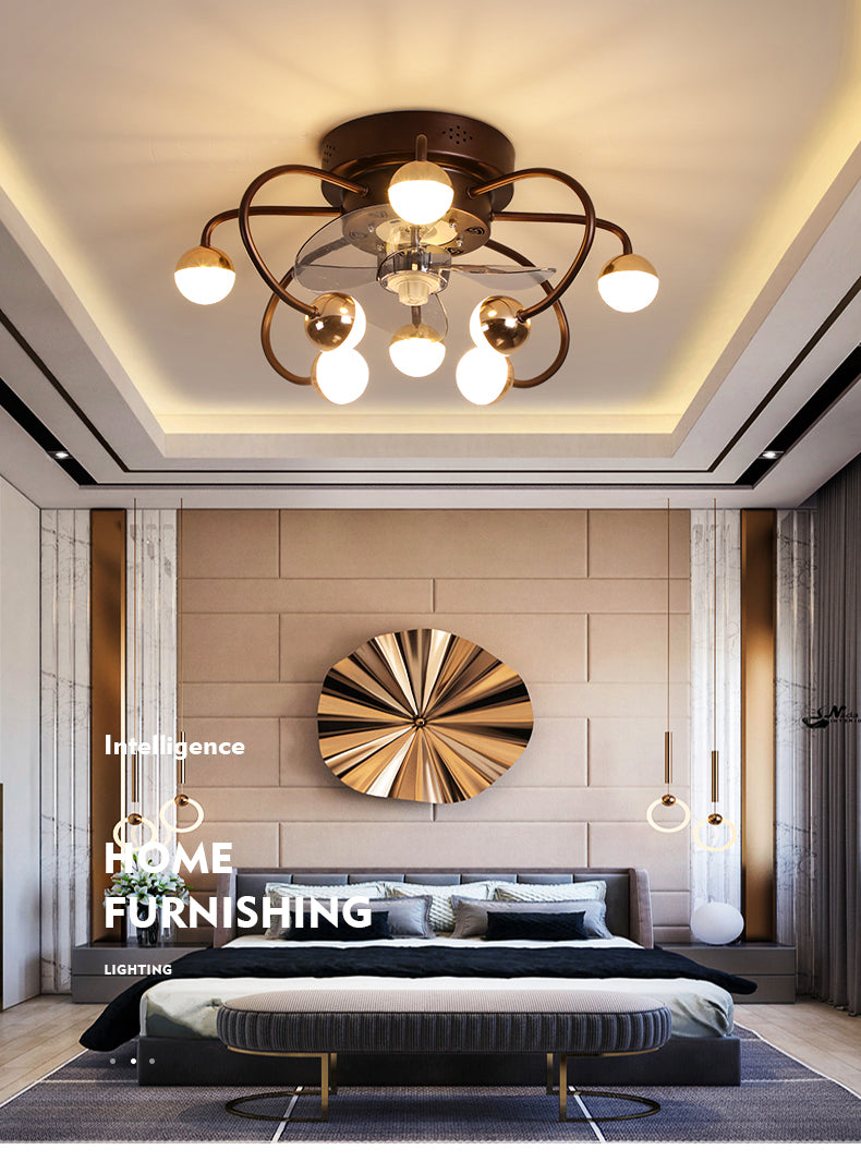 Decorative DC ceiling fan, ceiling fan with LED light, modern remote control, simple, with fan, dining room, living room, home