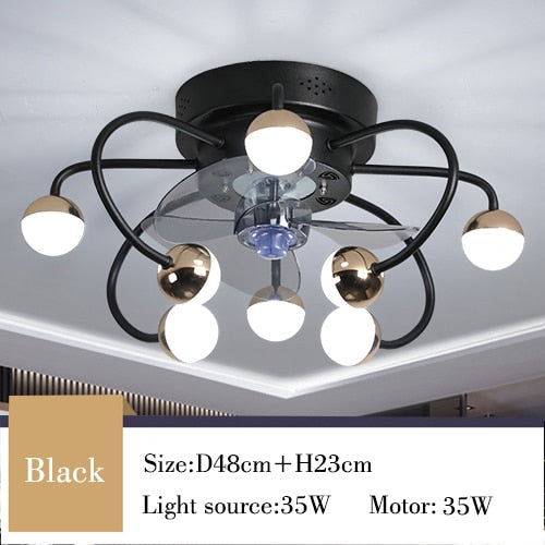 Decorative DC ceiling fan, ceiling fan with LED light, modern remote control, simple, with fan, dining room, living room, home