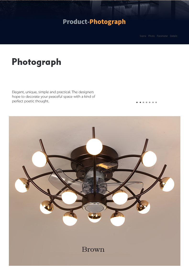 Intelligent creative ceiling fan lamp electric fan with lamp remote control bedroom decoration dining room lamp living room