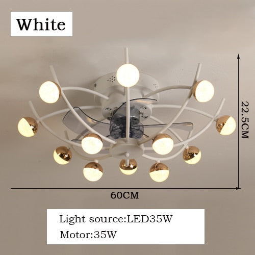 Intelligent creative ceiling fan lamp electric fan with lamp remote control bedroom decoration dining room lamp living room