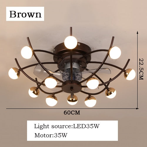 Intelligent creative ceiling fan lamp electric fan with lamp remote control bedroom decoration dining room lamp living room
