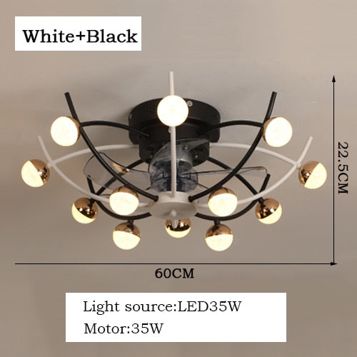 Intelligent creative ceiling fan lamp electric fan with lamp remote control bedroom decoration dining room lamp living room