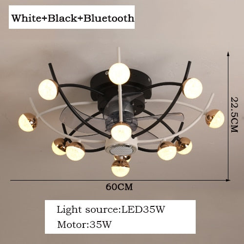 Intelligent creative ceiling fan lamp electric fan with lamp remote control bedroom decoration dining room lamp living room