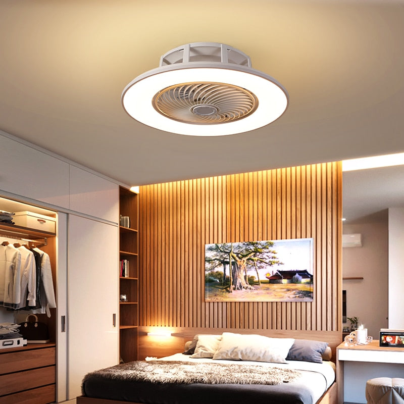 European simple modern ceiling fan lamp dining room bedroom study living room quiet thin invisible decorative ceiling lamp