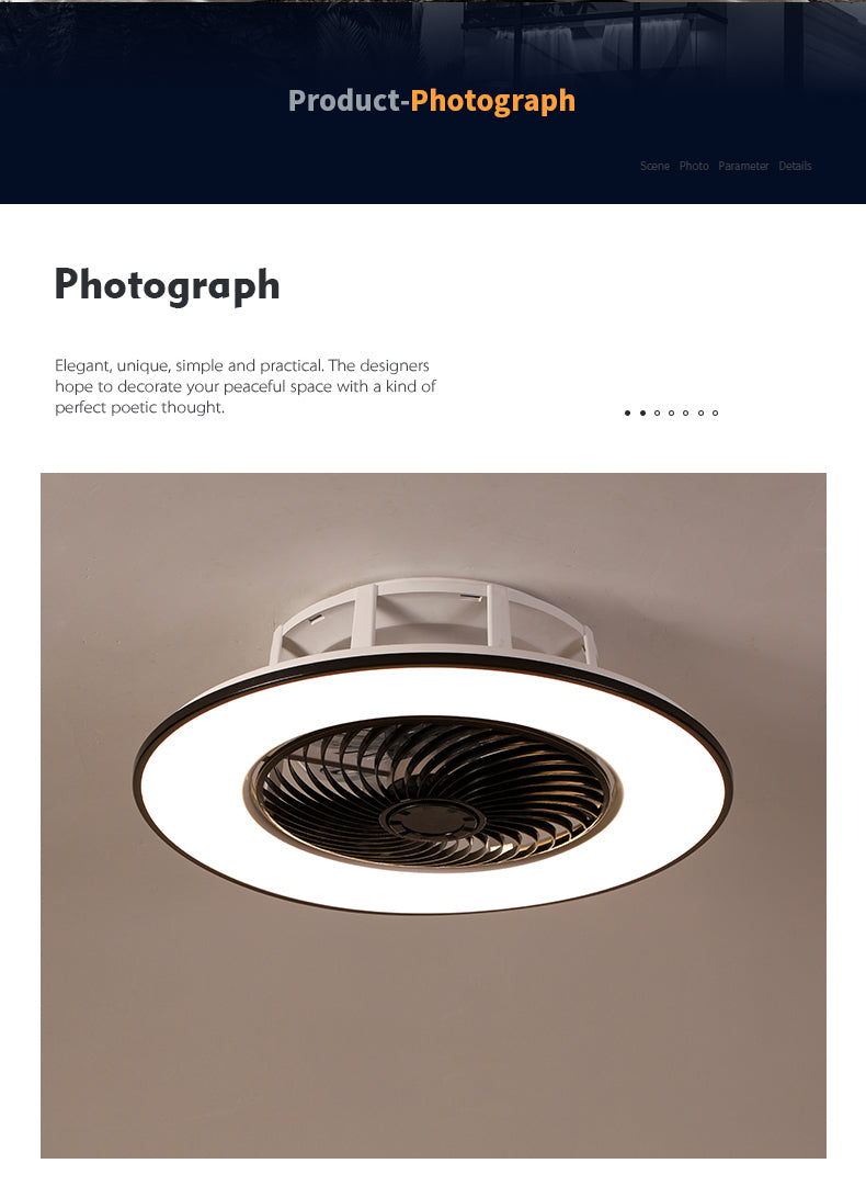 European simple modern ceiling fan lamp dining room bedroom study living room quiet thin invisible decorative ceiling lamp