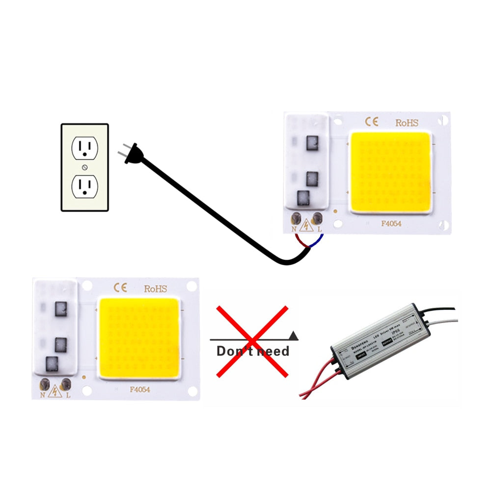 COB LED Lamp Chip AC 110V 220V 10W 20W 30W 50W LED Beads Lamp Box No Need Driver for Flood Light Spotlight Downlight Lighting