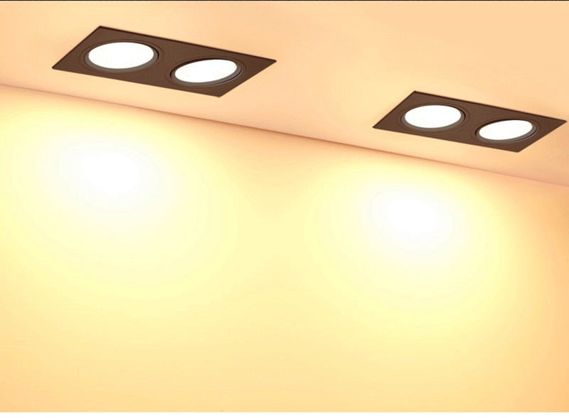 Recessed Square Bright white black LED Dimmable Downlight COB 7W 9W 12W 14W 18W 24W LED Spot light Ceiling Lamp AC85-265V