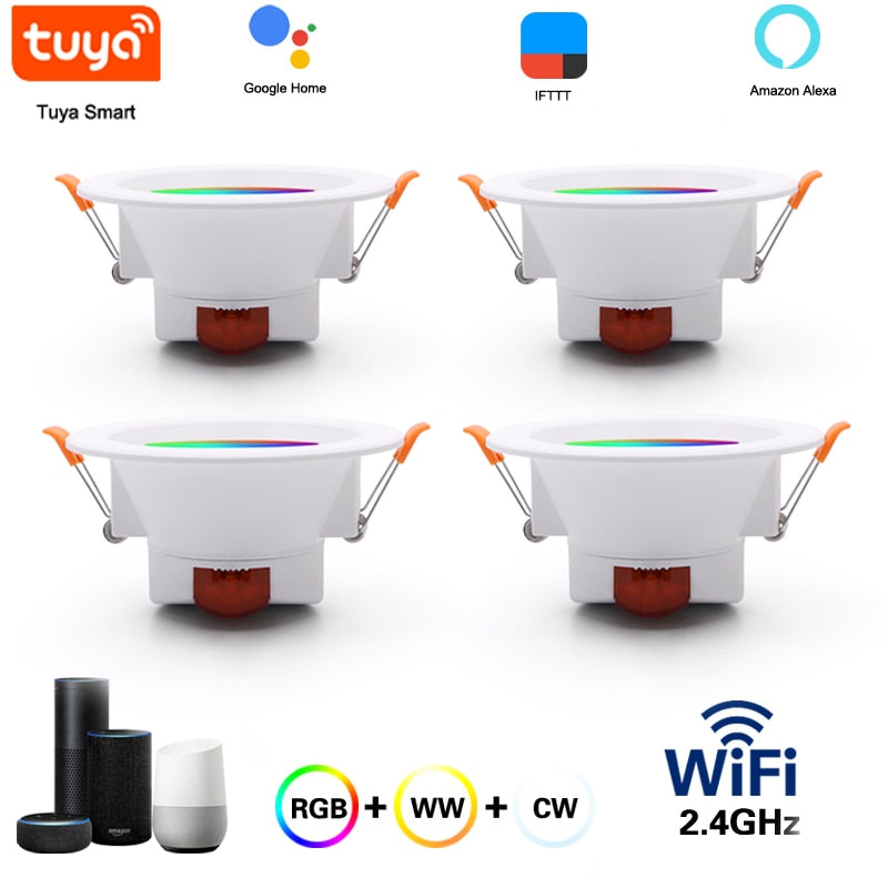 Smart Led Downlight RGB Recessed Round Spotlight Smart Home Tuya WiFi Dimmable Indoor lights Fixture 5W/7W/9W/15W CW+WW+RGB