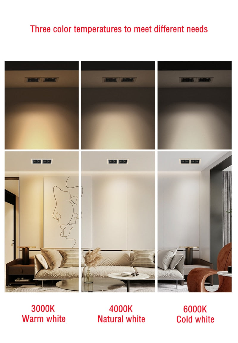 Thick Aluminum Adjustable Angle Recessed LED Spot Lighting 220V 110V Bedroom Kitchen Indoor Downlight 8W 16W 32W Ceiling light