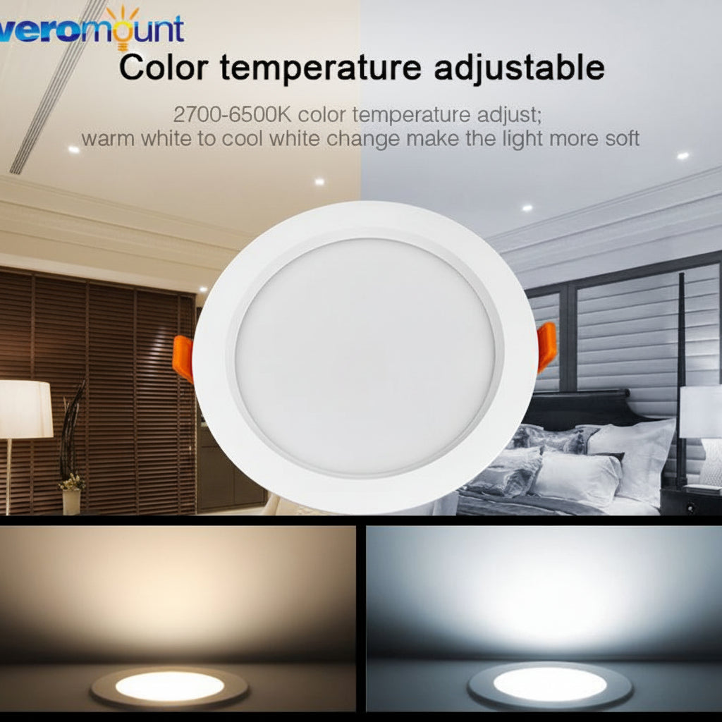 MiBoxer FUT069 15W RGB+CCT IP54 Downlight AC 110V 220V 2.4G RF Wireless Remote WiFi Smartphone APP Alexa Google Voice Control
