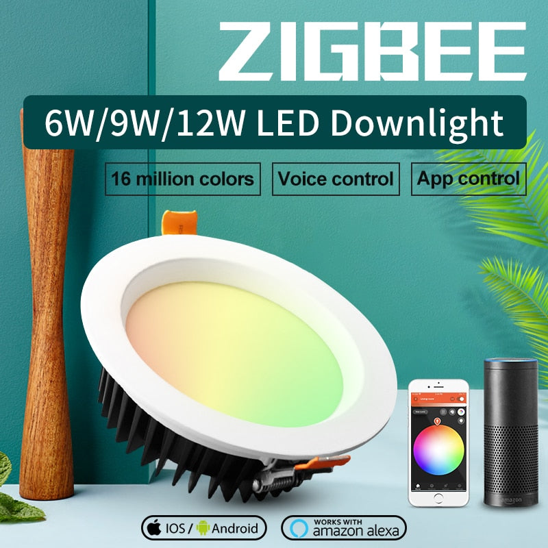 LED downlight smart home ZIGBEE light link RGBCCT led dimmable lamp work with Ecoh plus SmartThings Voice control LED