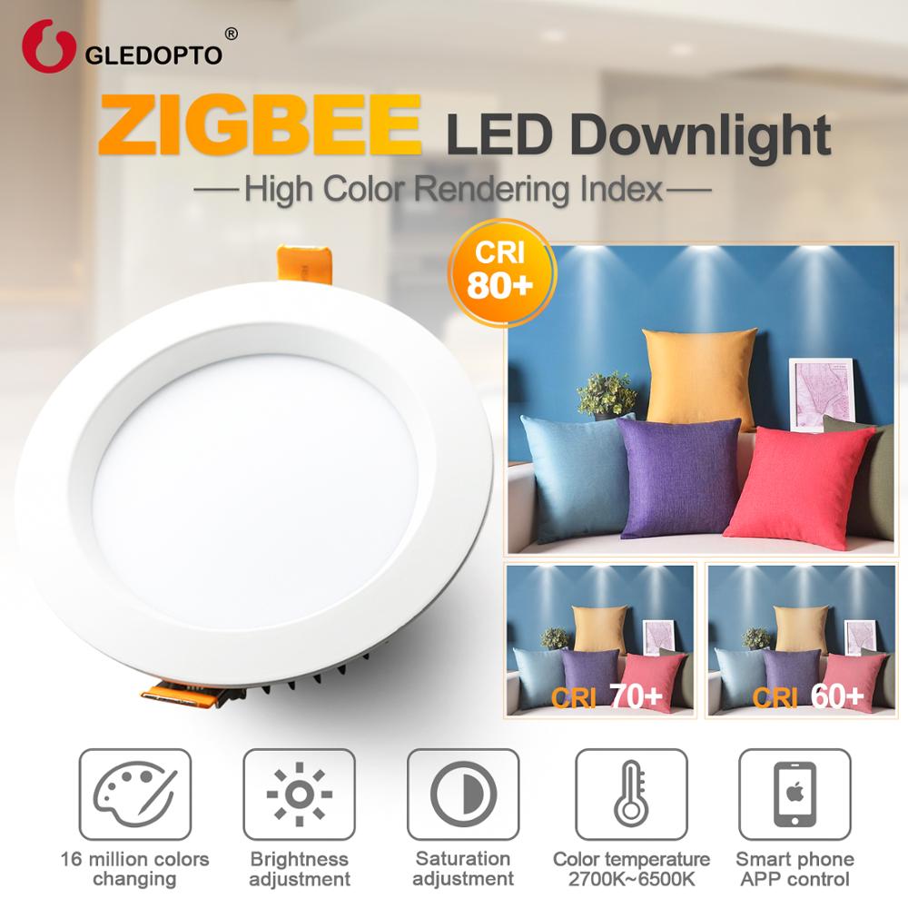 LED downlight smart home ZIGBEE light link RGBCCT led dimmable lamp work with Ecoh plus SmartThings Voice control LED