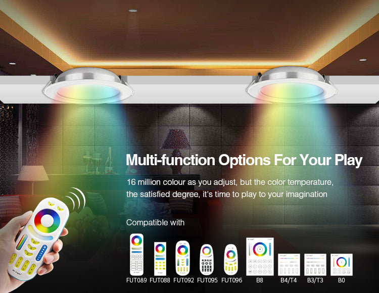 Miboxer LED Downlight 12W RGB CCT FUT066 Round AC 100V-240V Brightness Adjustable Smart LED Living Room Light Bedroom Downlight