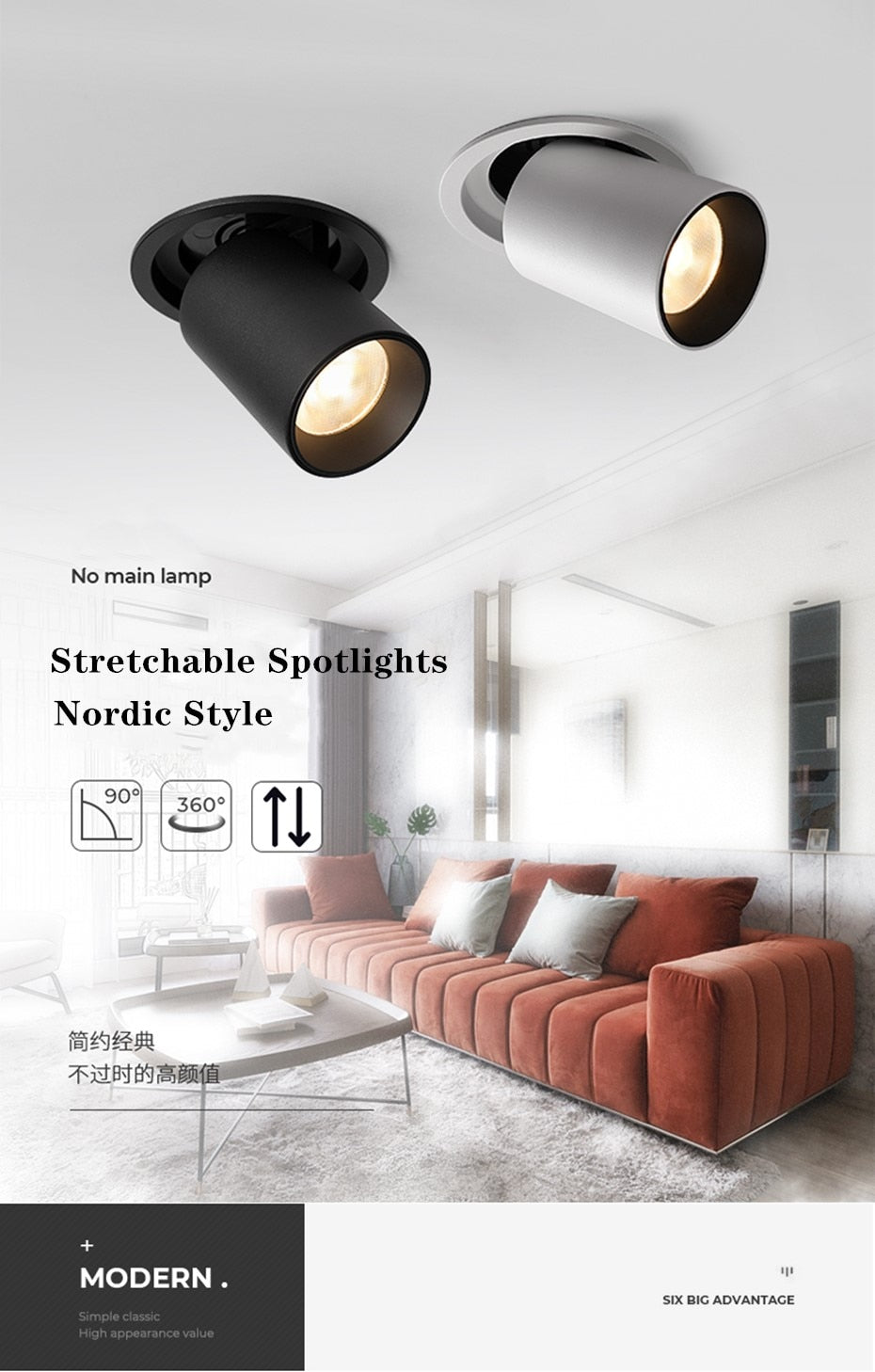 LED Downlight Embedded Ceiling Lamp 7W 10W 12W Dimmable Spotlight Living Room Simple Nordic Adjustable And Rotate COB Light