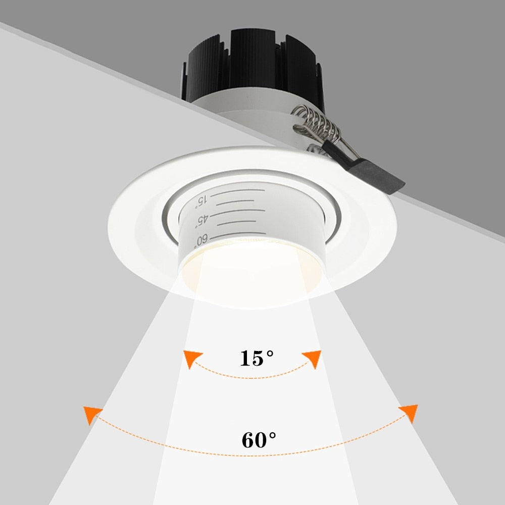 Focusable Led Downlights 5W 10W Led Ceiling Light 15W Recessed Down Light Round Ceiling lamp 220V 110V LED Spot Light Lightings