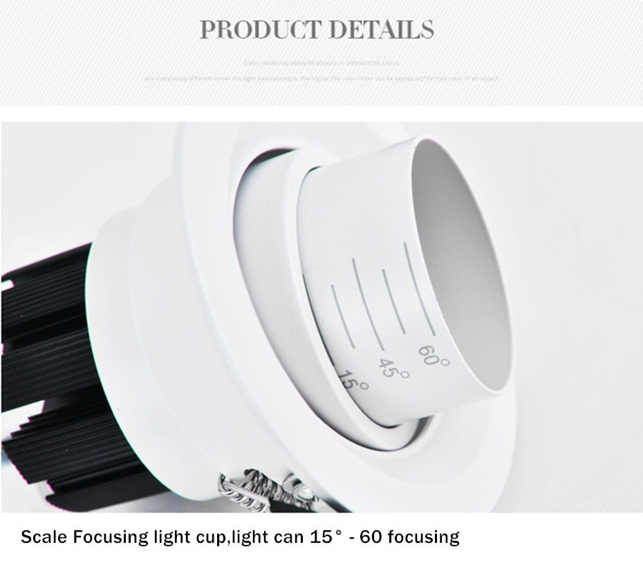 Focusable Led Downlights 5W 10W Led Ceiling Light 15W Recessed Down Light Round Ceiling lamp 220V 110V LED Spot Light Lightings