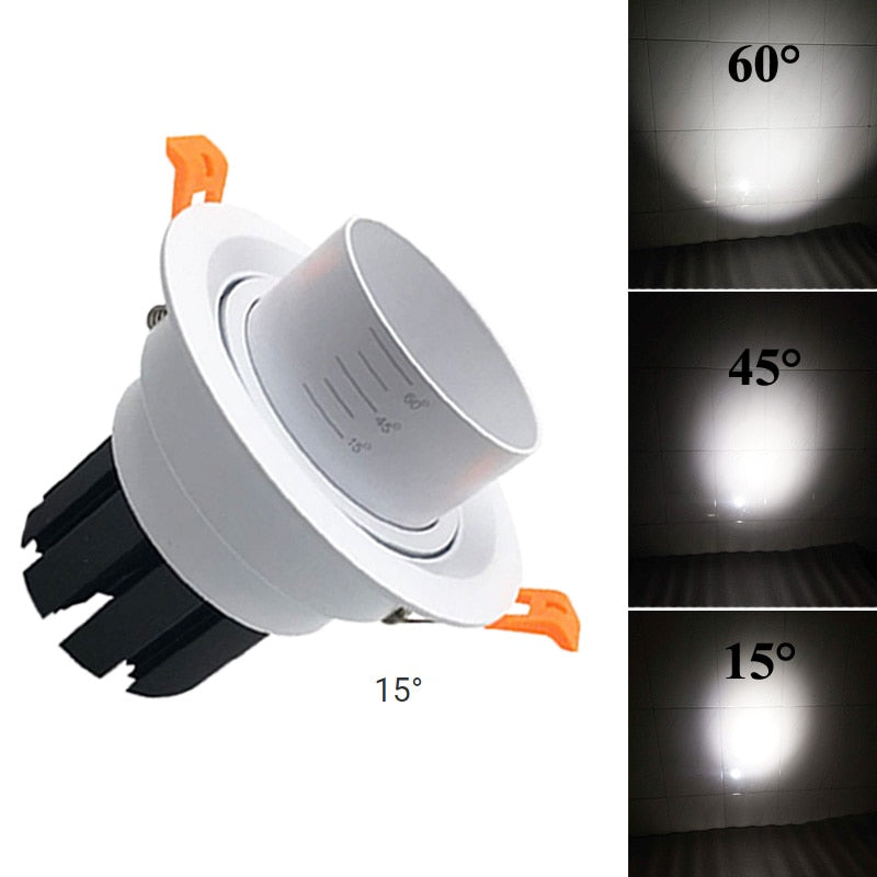 Dimmable 15/45/60 Degree Zoom Focusing 360 Degree Rotation LED COB Downlight 5W 10W 15W LED Spotlight Led Light Bulb 110V 220V