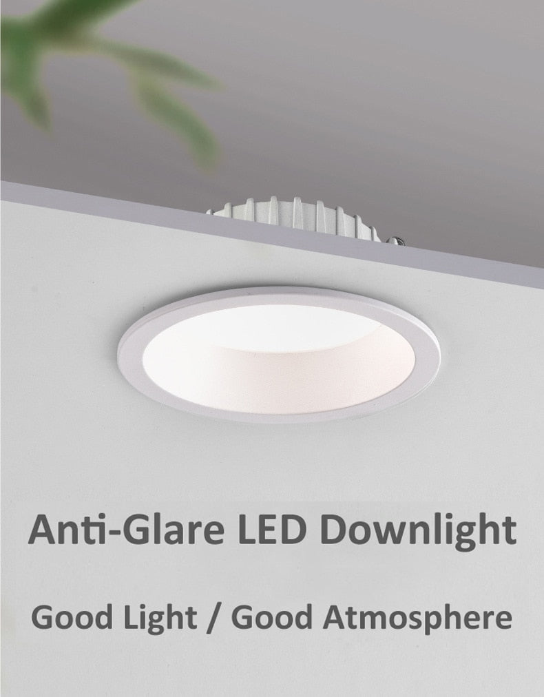 Embedded Anti-glare Narrow Side LED Downlight Embedded LED Spotlight Lamps 7W 12W 20W 30W Round White Focos Led for Exhibition