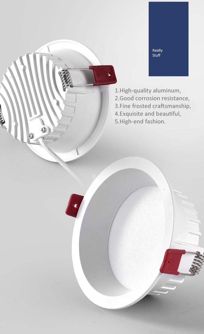 Embedded Anti-glare Narrow Side LED Downlight Embedded LED Spotlight Lamps 7W 12W 20W 30W Round White Focos Led for Exhibition