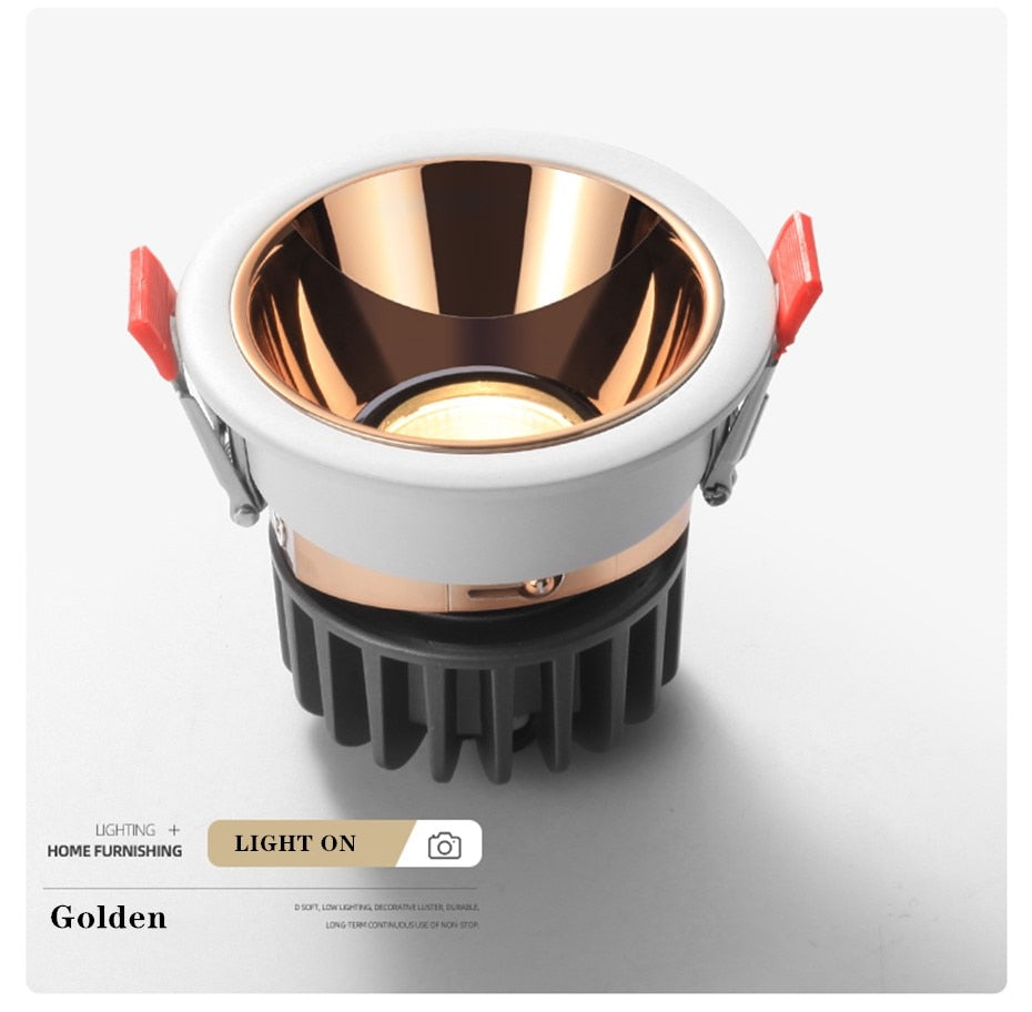 Anti-Glare Downlight7W 12W 15W Dimmable LED lamp Recessed Spotlight Warm White Natural Cool White Light AC85-265 Indoor lighting