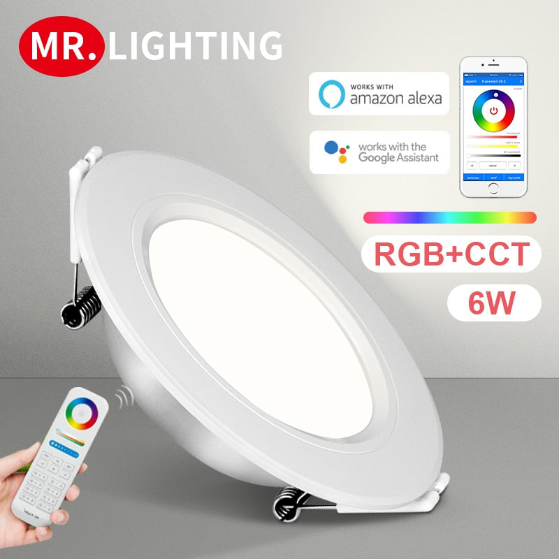Smart LED lamp Miboxer 6W RGB + CCT LED downlight FUT068 round AC 100V-240V brightness dimmable living room bedroom downlight