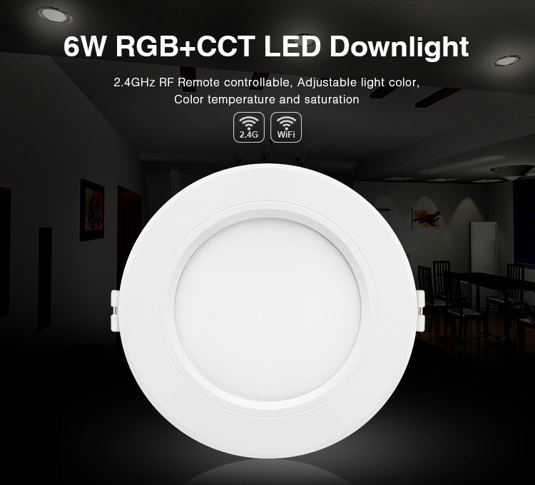 Smart LED lamp Miboxer 6W RGB + CCT LED downlight FUT068 round AC 100V-240V brightness dimmable living room bedroom downlight