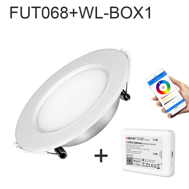 Smart LED lamp Miboxer 6W RGB + CCT LED downlight FUT068 round AC 100V-240V brightness dimmable living room bedroom downlight