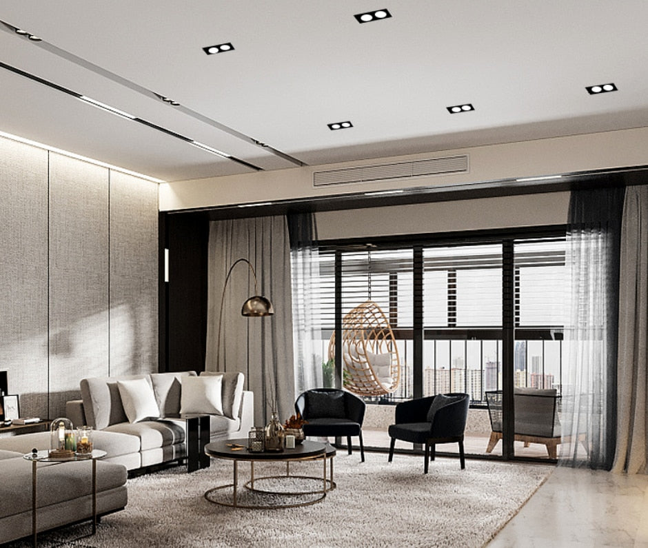 Energy saving Recessed Double LED Dimmable Downlight COB 7w 9w 12W 24W LED Spot light decoration Ceiling Lamp AC 110V 220V