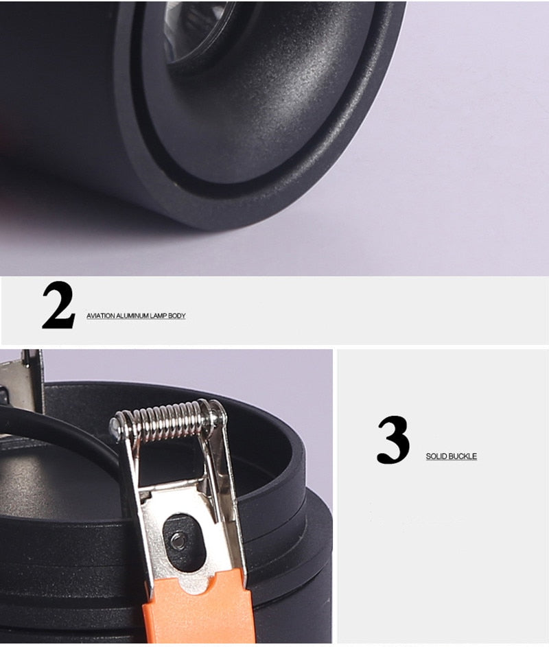 Dimmable LED COB Downlight 15W 12W Recessed Ceiling Spot Light 9W AC85-265V Lamp Warm Natural Cold White Indoor Home Lighting