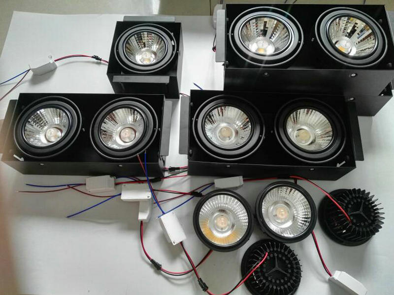 Square 2*15W 2head COB LED Downlight all with power Driver 15W COB LED Down Light