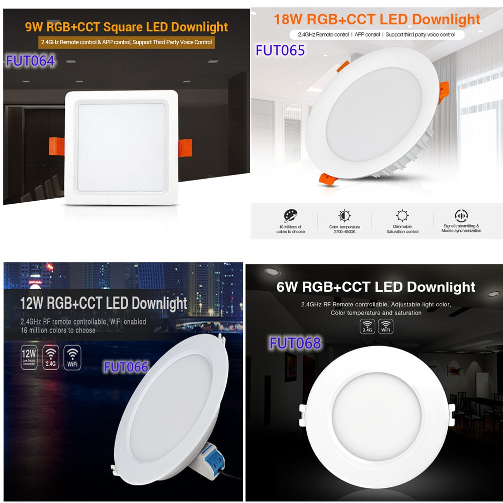 LED Downlight Spotlight Dimmable RGB+CCT 50Hz/60Hz 6W/9W/12W/15W/18W/25W MiBoxer FUT060/061/062/063/064/065/066/068/069/070/071/072
