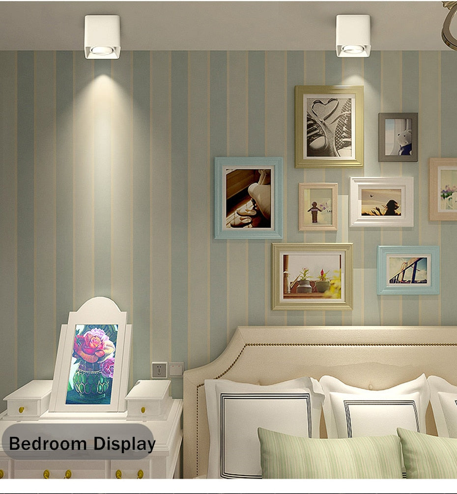 Square Dimmable Surface Mounted LED Downlights 7W COB LED Ceiling Spot Lights AC110-220V ceiling led lights Indoor Spot Lightings