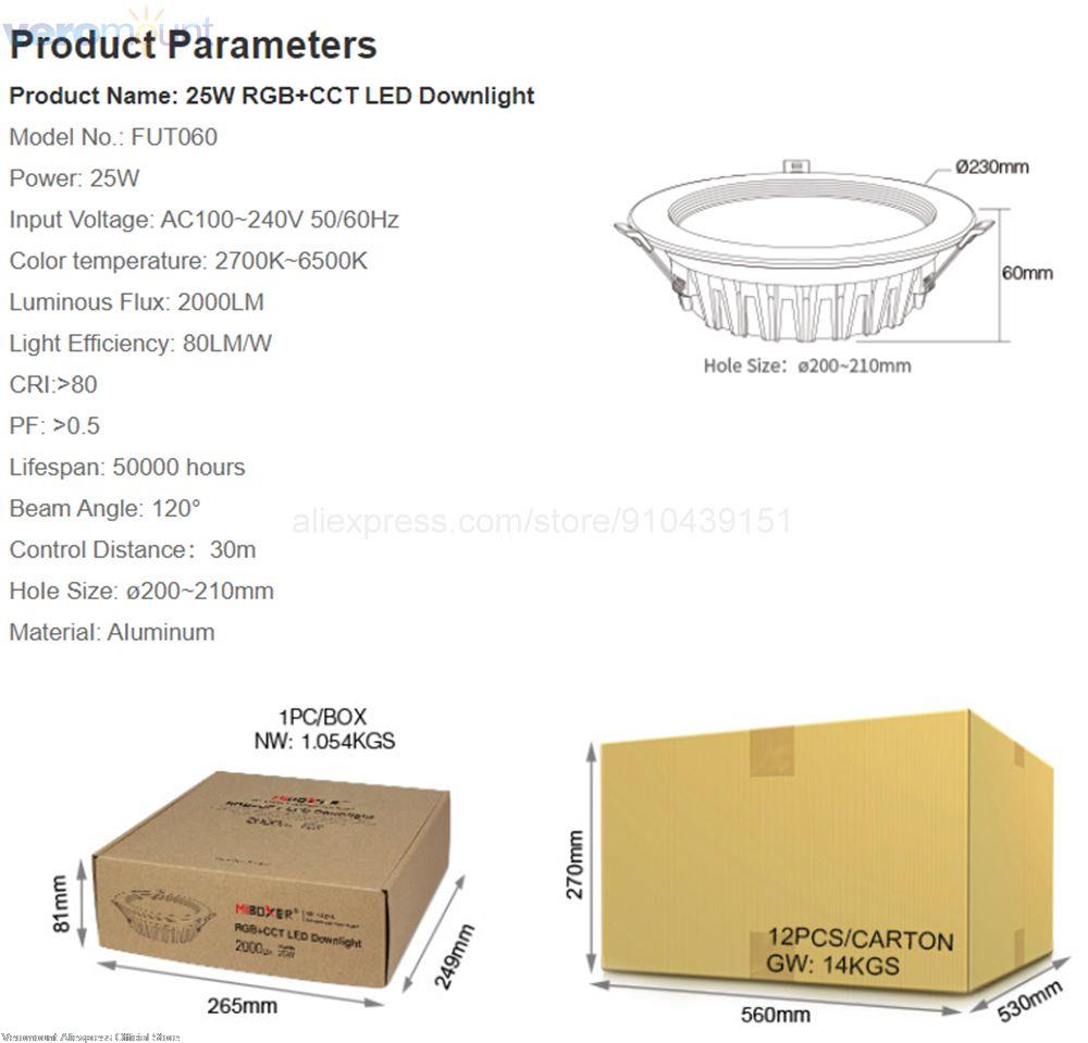 MiBoxer 6W 9W 12W 15W 18W 25W Smart RGB+CCT Wireless Remote WiFi APP Alexa Voice Control LED Downlight Dimmable Support 2.4G RF