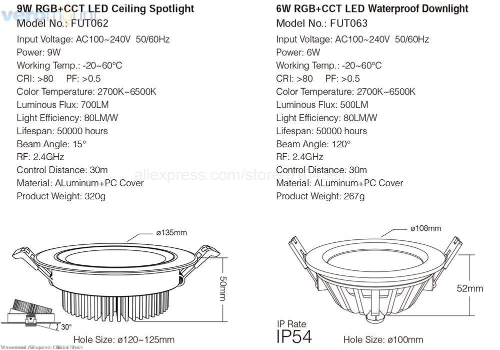 MiBoxer 6W 9W 12W 15W 18W 25W Smart RGB+CCT Wireless Remote WiFi APP Alexa Voice Control LED Downlight Dimmable Support 2.4G RF