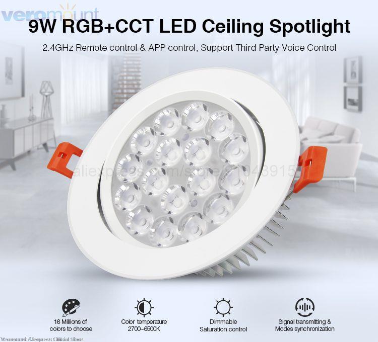 MiBoxer 6W 9W 12W 15W 18W 25W Smart RGB+CCT Wireless Remote WiFi APP Alexa Voice Control LED Downlight Dimmable Support 2.4G RF