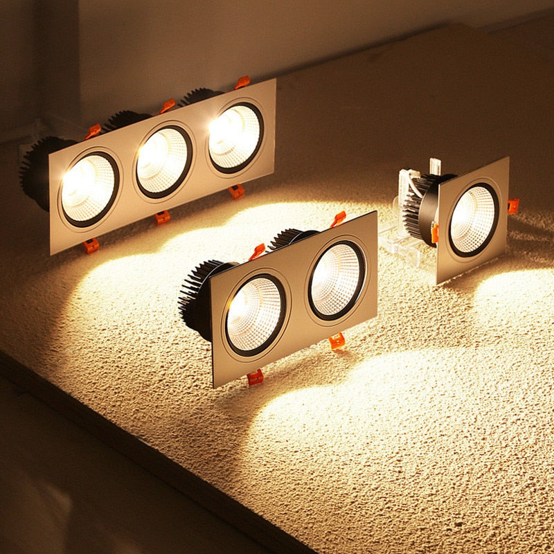 Square Dimmable led downlight lamp 7W 9W 12W 15W cob led spot 220V / 110V ceiling recessed downlights square led panel light